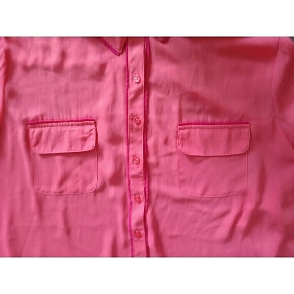 Investments Blouse Size 3X Coral/Pink Orange Red Slight  Hi Lo Hem Button Down - Picture 5 of 8
